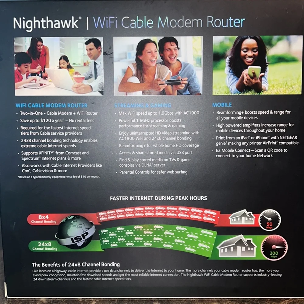 NetGear NightHawk AC1900 WiFi Cable Modem Router - Picture 5 of 12